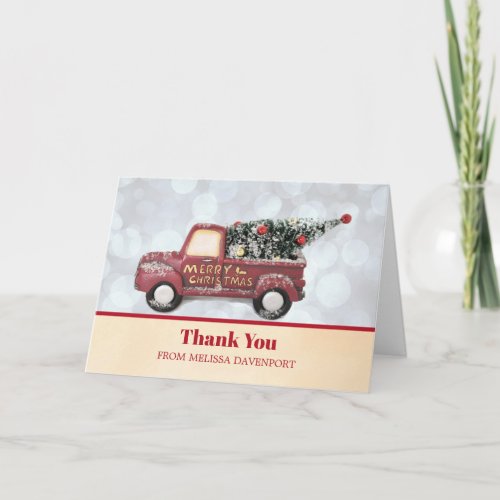 Christmas Delivery Truck with Xmas Tree Thank You Card