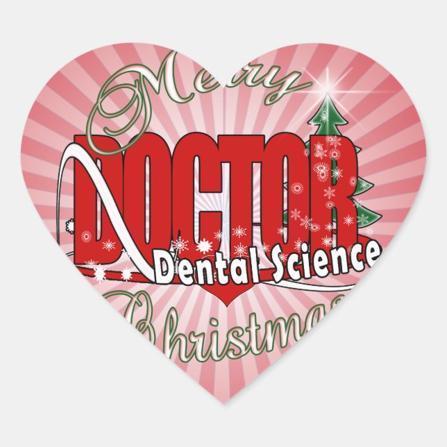 CHRISTMAS Dental Science Heart Sticker (Front)