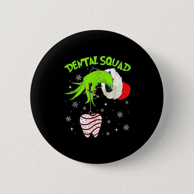 Christmas Dental Squad Cute Dentist Dental Hygieni Button (Front)