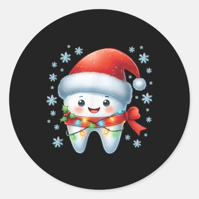 Christmas Dentist Dental Istant Santa Hat Xmas T S Classic Round Sticker (Front)