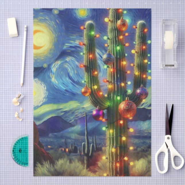 Christmas Desert Saguaro Cactus Decoupage Tissue Paper (Craft)