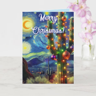 Christmas Desert Saguaro Cactus Holiday Card