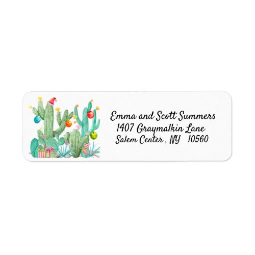 Christmas Desert Southwest Cactus Cacti Address Label