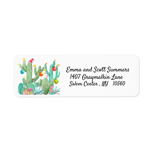 Christmas Desert Southwest Cactus Cacti Address Label (Front)