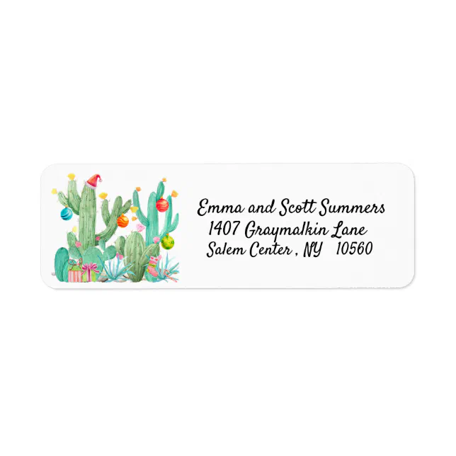 Christmas Desert Southwest Cactus Cacti Address Label Zazzle