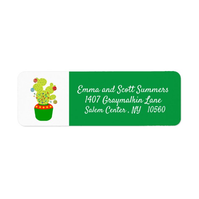 Christmas Desert Southwest Cactus Cacti Address Label (Front)