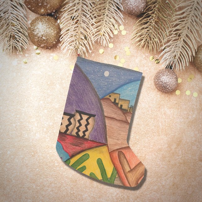Christmas Desert Southwest Cactus Colorful Small Christmas Stocking (Creator Uploaded)