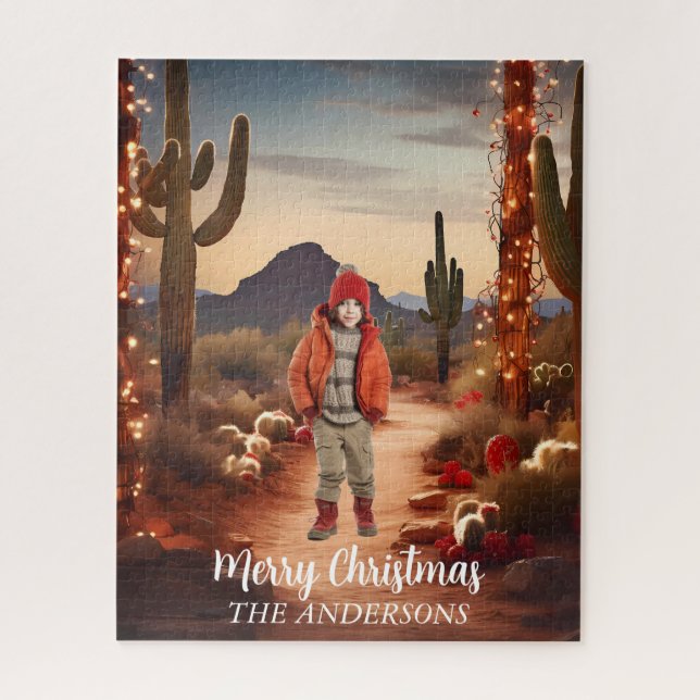 Christmas Desert Southwest Holiday Photo Backdrop Jigsaw Puzzle (Vertical)