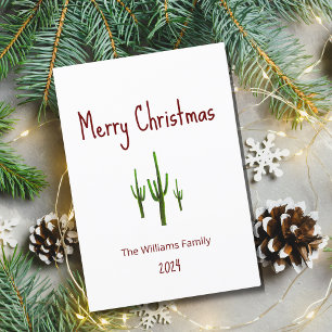 Christmas Desert Southwest Saguaro Cactus  Holiday Card