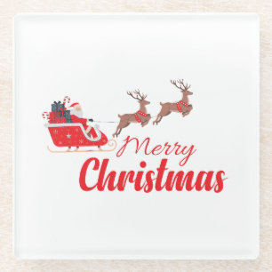 Christmas design and reindeer glass coaster