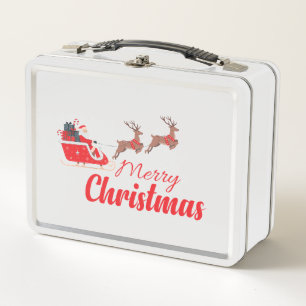 Christmas design and reindeer metal lunch box