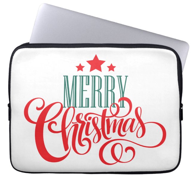 Christmas design and stars laptop sleeve (Front)