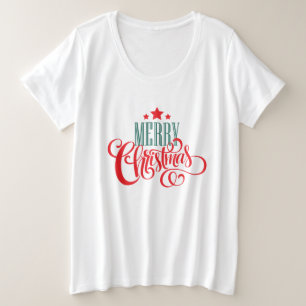 Christmas design and stars plus size T-Shirt