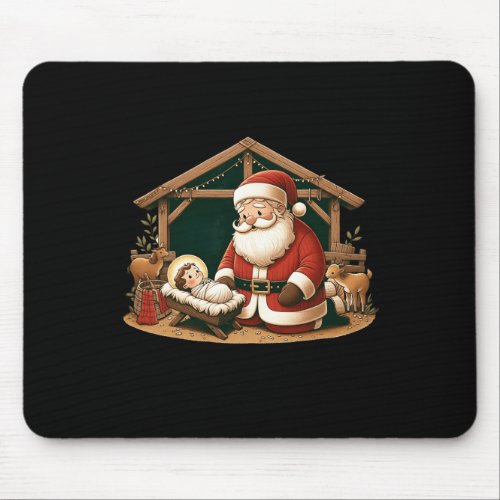 Christmas Design Kneeling Santa Claus With Ba Mouse Pad