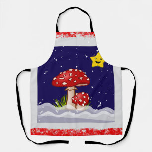 Christmas design mushrooms apron