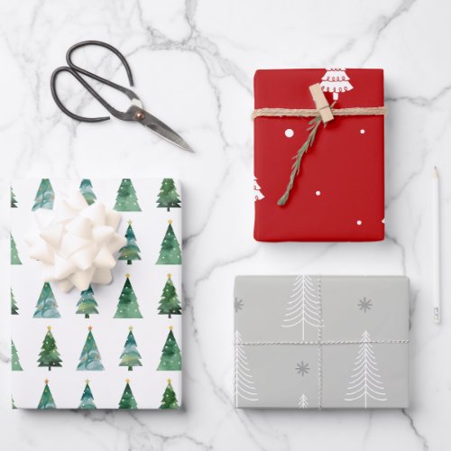 Christmas design of Christmas trees Wrapping Paper Sheets