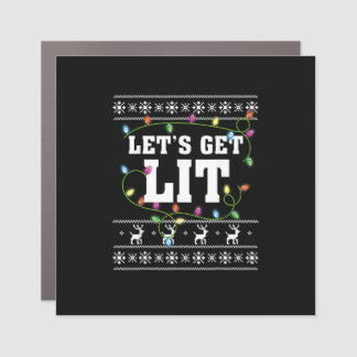 Christmas Design Quote - Let's Get Lit Car Magnet