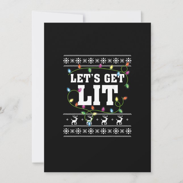 Christmas Design Quote - Let's Get Lit Holiday Card (Front)