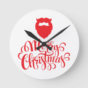 Christmas design Santa beard Round Clock