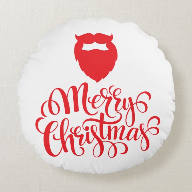 Christmas design Santa beard Round Pillow (Front)