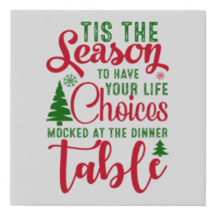 Christmas design season of choices faux canvas print