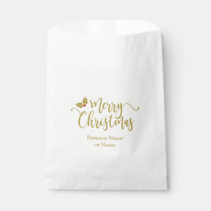 Christmas Design Typography Golden and Red Holly Favor Bag