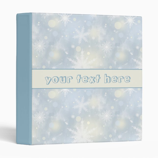 christmas,design,white,snowflakes,light,gray,blue, 3 ring binder (Front/Spine)