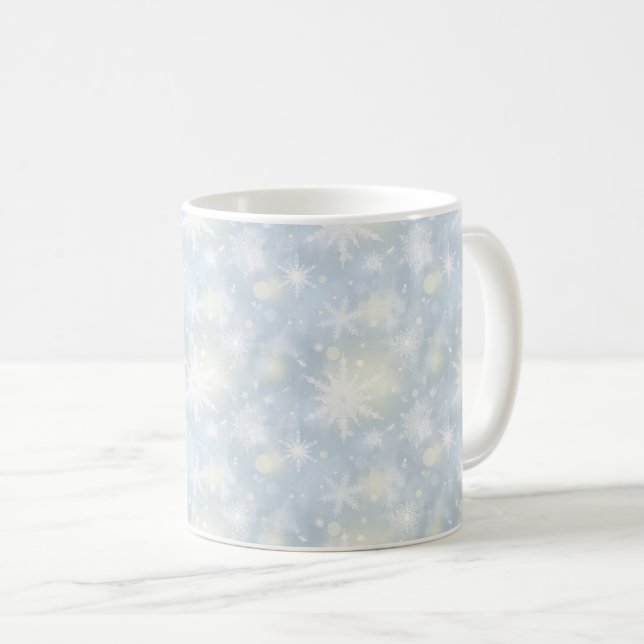christmas,design,white,snowflakes,light,gray,blue, coffee mug (Front Right)