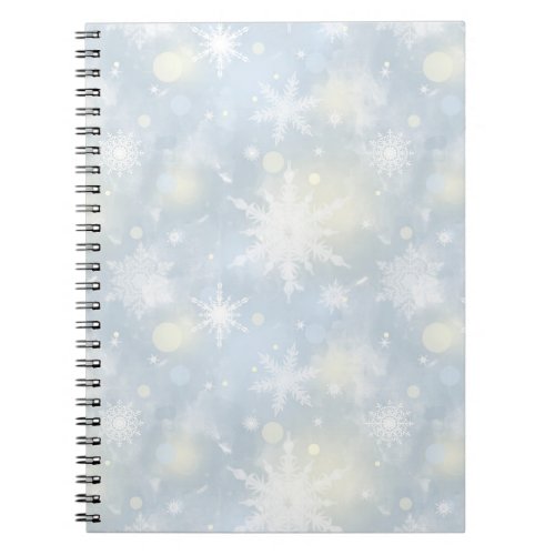 christmasdesignwhitesnowflakeslightgrayblue notebook