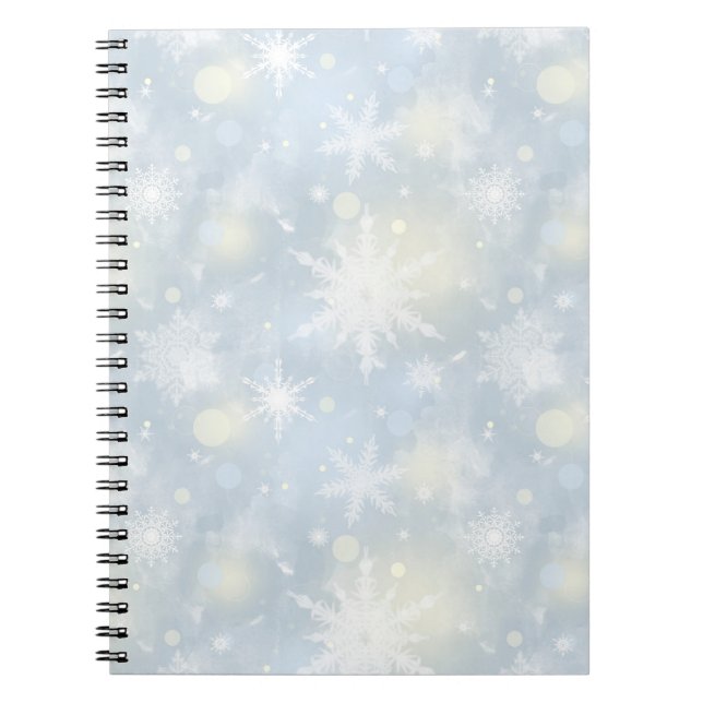 christmas,design,white,snowflakes,light,gray,blue, notebook (Front)