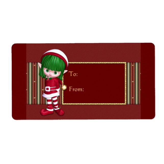 Christmas design with cute elf label (Front)