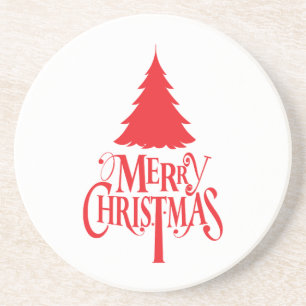 Christmas design with red tree coaster