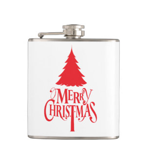 Christmas design with red tree flask