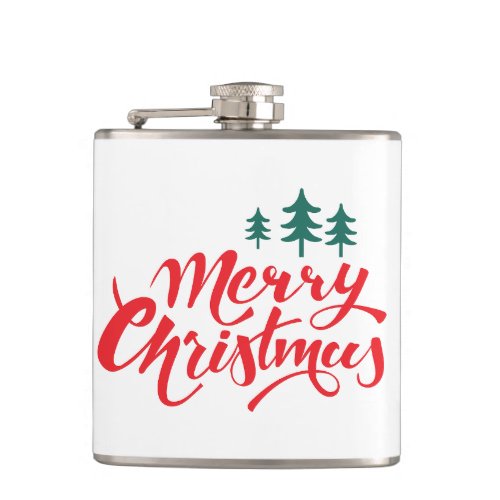 Christmas design with trees flask