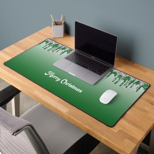 Christmas Desk Mat in Green with Faux Icicles