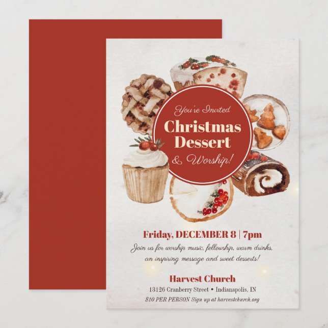 Christmas Dessert Church Party Holiday Card (Front/Back)