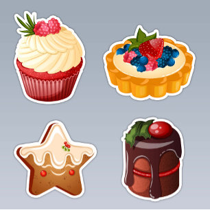 Christmas Dessert with Cupcake, Gingerbread & Tart Sticker