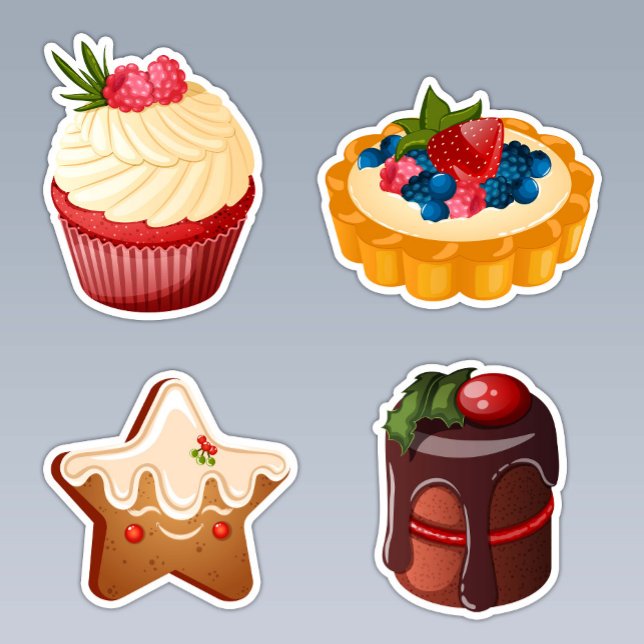 Christmas Dessert with Cupcake, Gingerbread & Tart Sticker (Creator Uploaded)