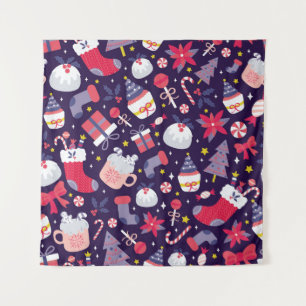 Christmas desserts, vintage starry pattern. tapestry