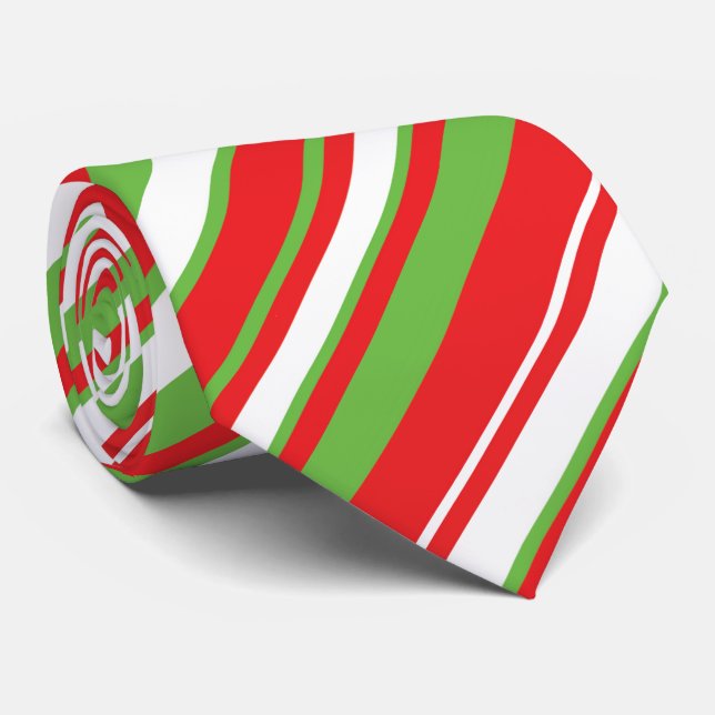 Christmas diagonal lines patterns neck tie (Rolled)