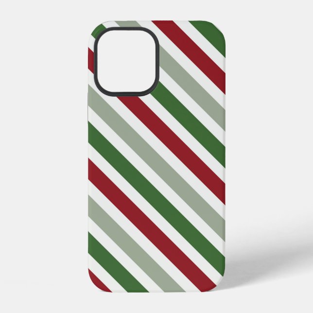 Christmas Diagonal Stripes Candy Cane Gift Pattern Iphone Case (Back)