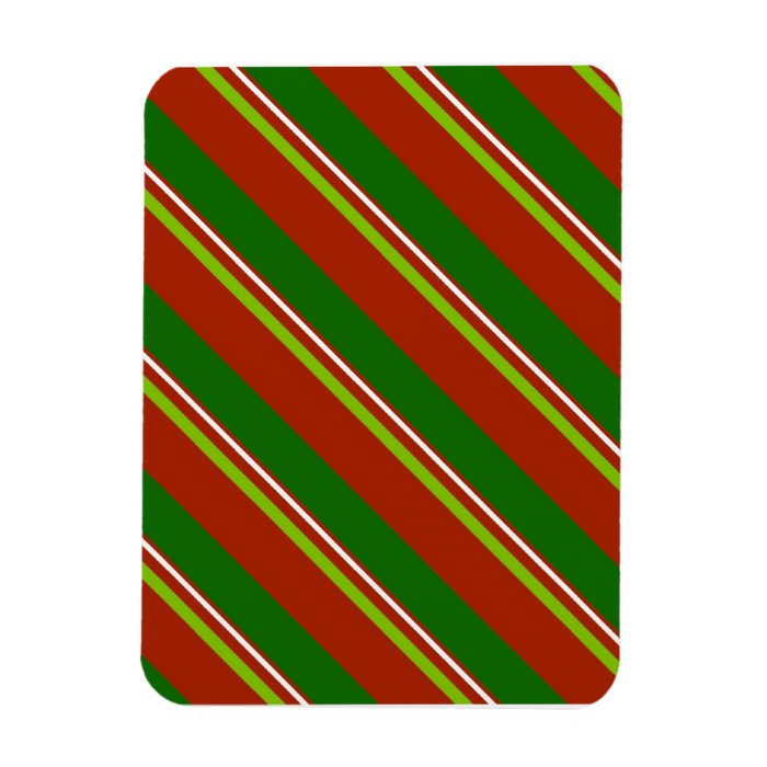 Christmas Diagonal Stripes Rectangle Magnets