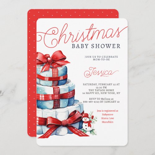 Christmas Diaper Cake Holiday Baby Shower Invitation
