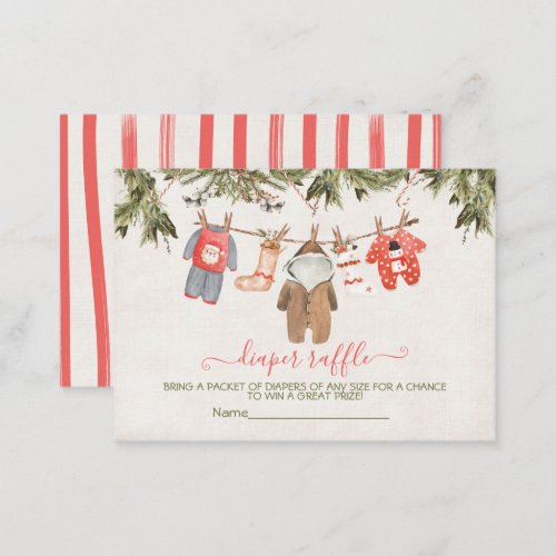 Christmas Diaper Raffle Baby Shower Clothesline Enclosure Card
