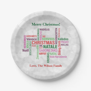 Christmas Different Languages Word Cloud Custom Paper Plates