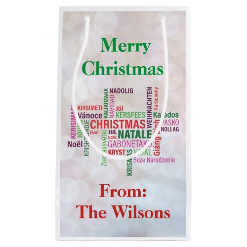 Christmas Different Languages Word Cloud Custom Small Gift Bag