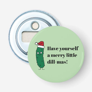 Christmas Dill Pickle wearing a Santa Hat Bottle Opener