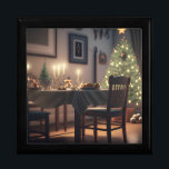 christmas dining gift box<br><div class="desc">3D Christmas dining room with christmas tree Greeting Card. You can wish you and your family a very happy Christmas with this warm and beautiful design.</div>
