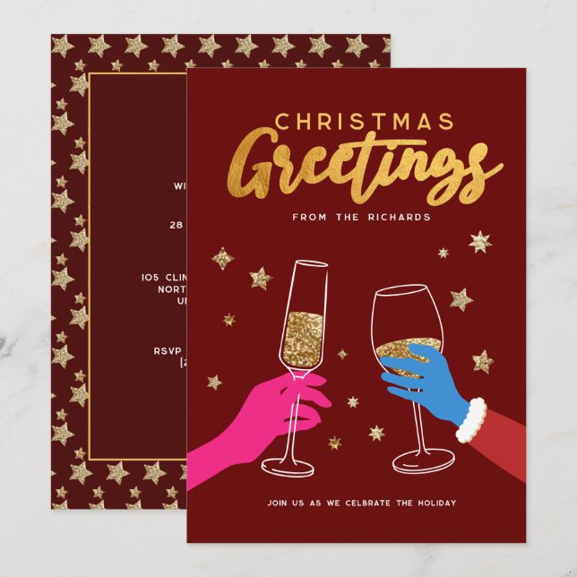 Christmas Dink Colorful Bold Party Invitation (Front/Back)