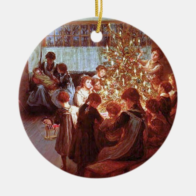 Christmas Dinner Ceramic Ornament (Front)